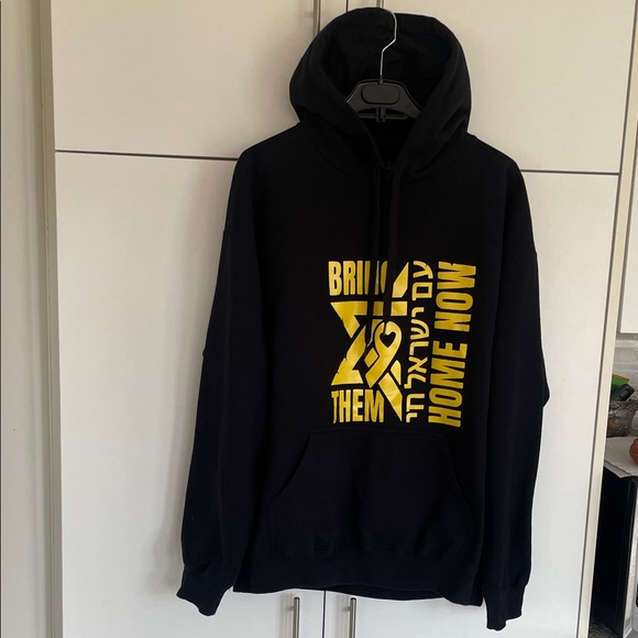 NWOT: BRING THEM HOME NOW Black Hoodie with Yellow Print NEW - Picture 7 of 16